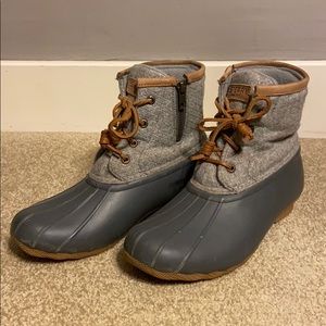 Gray Sperry Wool Duck Boots with Thinsulate Lining